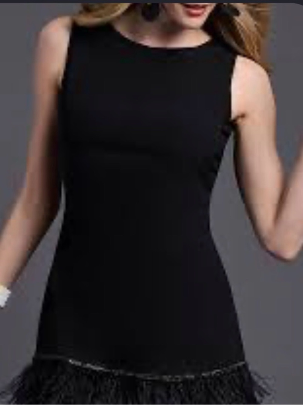 Elle Tahari Ostrich Feather Trim Dress